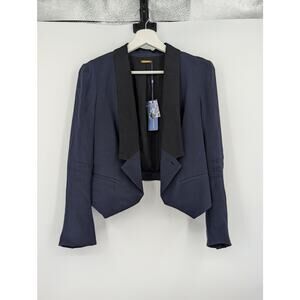 NWT Rebecca Minkoff San Diego Silk Jacket Size 2 Navy Black Quiet Luxury